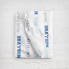 Personalized Baby Boy Name Blanket Monogram Blanket Navy Blue Gray Baby Name Blanket Receiving Blanket Custom Boy Blanket Newborn Baby B665