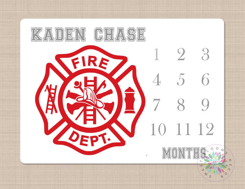 Fire Truck Baby Blanket Fire Truck Milestone Blanket Monthly Growth Tracker Monogram Firetruck Newborn Baby Name Blanket Shower Gift B654