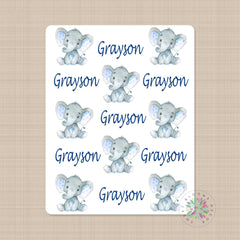 Elephants Baby Boy Name Blanket Personalized Newborn Baby Boy Blue Gray Name Blanket  Monogram  Baby Shower Gift Nursery Bedding Decor B663
