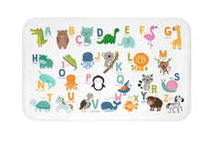 Animals Alphabet Shower Curtain Bath Mat Kids Bathroom Baby Girl Boy ABC Bathroom Decor Safari Jungle Brother Sister S136