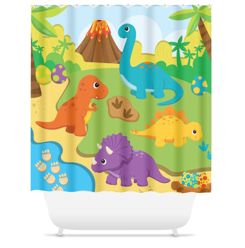 Dinosaur Shower Curtain Bath Kids Bathroom Girl Boy Dinosaur Theme Baby Bathroom Decor Siblings Brother Sister S143