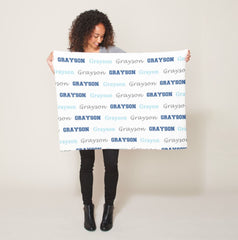 Personalized Baby Boy Name Blanket Monogram Blanket Navy Blue Gray Baby Name Blanket Receiving Blanket Custom Boy Blanket Newborn Baby B665