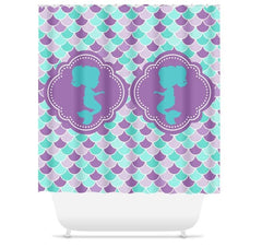 Mermaids Shower Curtain SistersTwins Bathroom Decor Custom Mermaid Shower Curtain Purple Teal Aqua Mermaid Wall Art Girl Bathroom S104