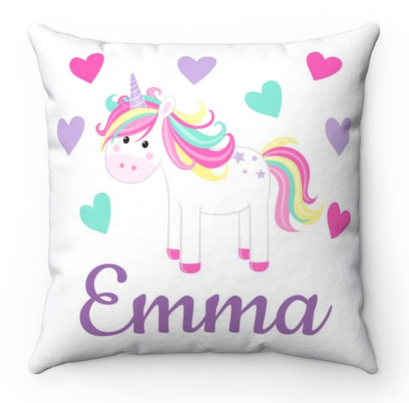 Unicorn Throw Pillow Nursery Purple Pink Teal Bedroom Room Decor Cushion Unicorns Hearts Girl Room Decor Monogram Playroom 173