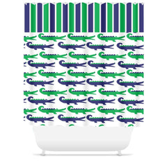 Alligator Shower Curtain Green Navy Alligator Bathroom Decor Custom Alligator Shower Curtain Alligator Bathroom Wall Art Boy Bathroom S105