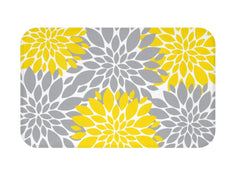 Yellow Gray Floral Shower Curtain Dahlia Flowers Bathroom Decor Bath Mat Modern Simple Shower Curtain Guest Bathroom Girls Bathroom P103