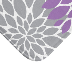 Purple Gray Floral Shower Curtain Dahlia Flowers Bathroom Decor Bath Mat Modern Simple Shower Curtain Guest Bathroom Girls Bathroom P104