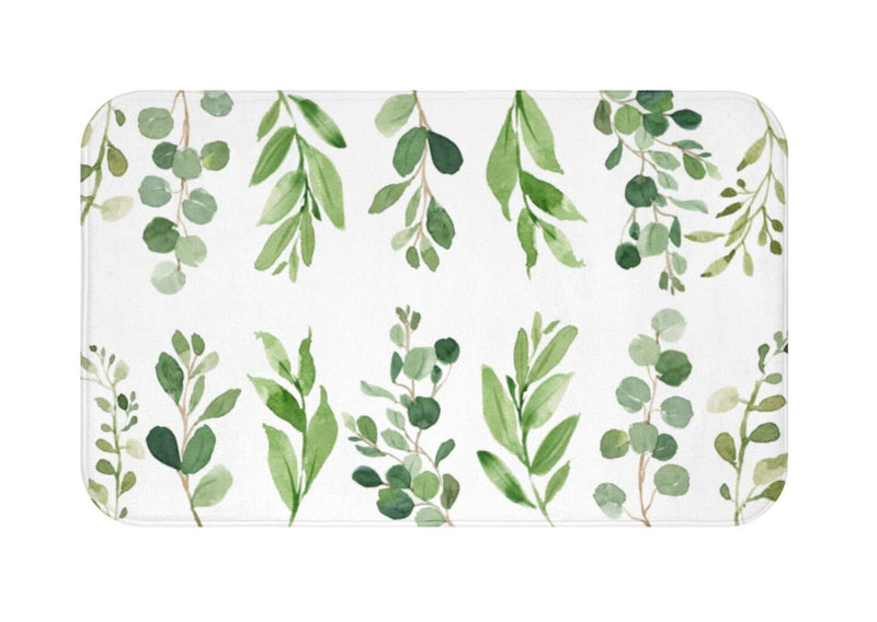 Leaves Eucalyptus Shower Curtain Green Tropical Leaves Botanical Plants Bathroom Decor Bath Mat Modern Simple Guest Bathroom P123