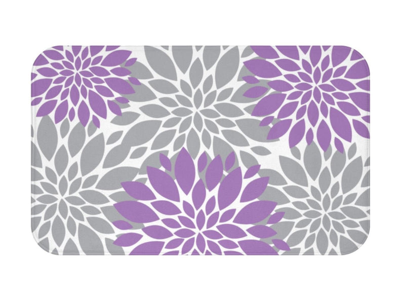 Purple Gray Floral Shower Curtain Dahlia Flowers Bathroom Decor Bath Mat Modern Simple Shower Curtain Guest Bathroom Girls Bathroom P104