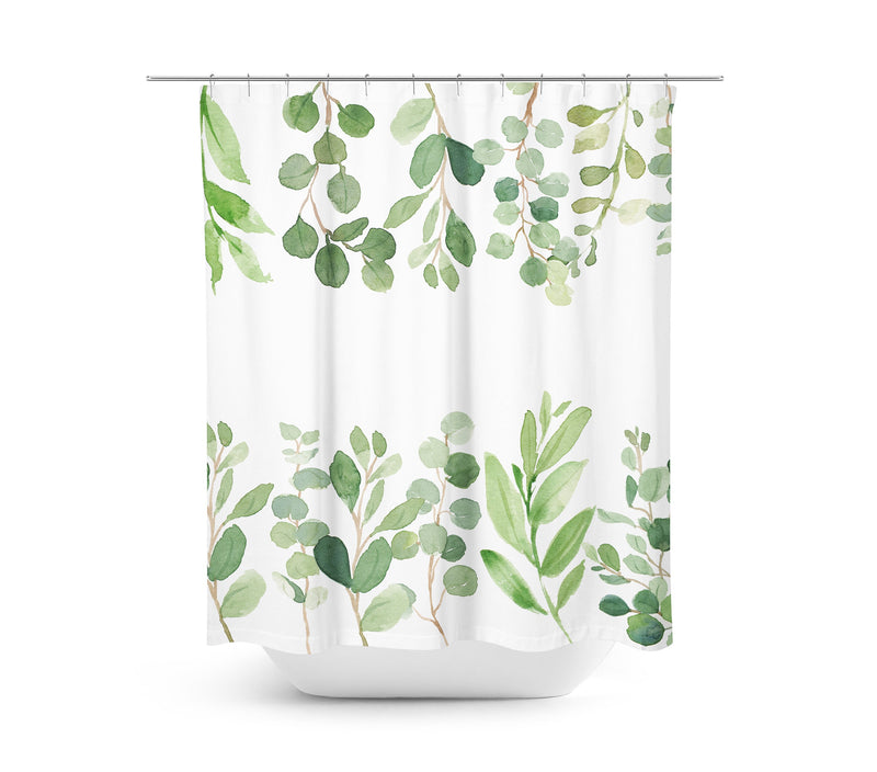 Leaves Eucalyptus Shower Curtain Green Tropical Leaves Botanical Plants Bathroom Decor Bath Mat Modern Simple Guest Bathroom P123