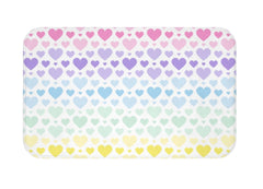 Rainbow Hearts Kids Shower Curtain Pastel Purple Pink Teal Blue Yellow Green Baby Girl Bathroom Decor Bath Mat S164