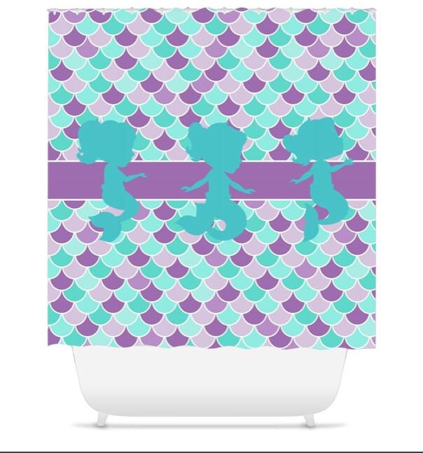 Mermaids Shower Curtain Mermaid Bathroom Decor Custom Mermaid Shower Curtain Purple Teal Aqua Mermaid Scales Bathroom Bath Mat Towel S104