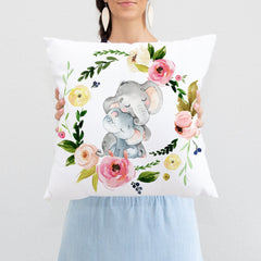 Mothers Day Throw Pillow Mothers Day Gift Blush Pink Floral Elephants Wreath Bedroom Room Decor Best Mom Ever Grandma Nanna Gift