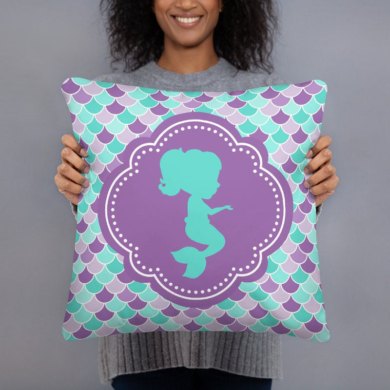 Mermaids Throw Pillow Purple Teal Aqua Mermaid Scales Pillow Bedroom Decor Nursery Decor Girl Room Decor