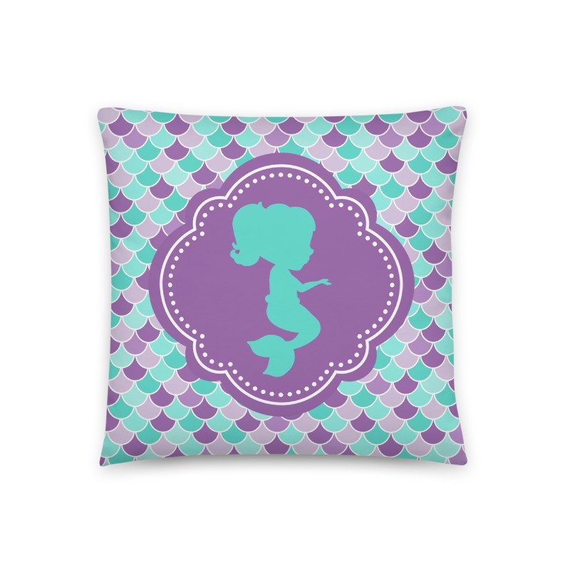 Mermaids Throw Pillow Purple Teal Aqua Mermaid Scales Pillow Bedroom Decor Nursery Decor Girl Room Decor