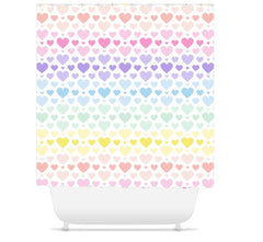 Rainbow Hearts Kids Shower Curtain Pastel Purple Pink Teal Blue Yellow Green Baby Girl Bathroom Decor Bath Mat S164