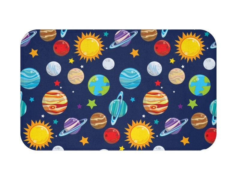 Space Kids Shower Curtain Solar System Outerspace Planets Theme Kids Boy Bathroom Decor Bath Mat S169