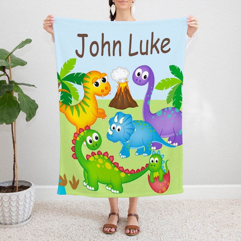 Dinosaurs Name Blanket Personalized Baby Boy Dinosaur Crib Bedding Boy Baby Shower Gift Birthday Gift B1176 Sweet Blooms Design Co