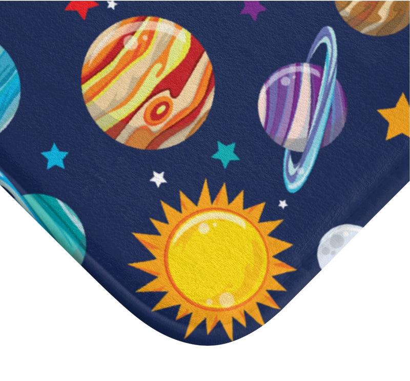 Space Kids Shower Curtain Solar System Outerspace Planets Theme Kids Boy Bathroom Decor Bath Mat S169