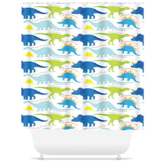 Dinosaur Shower Curtain Blue Green Dinosaur Names Shower Curtain Bath Mat Kids Boy Bathroom Decor S170