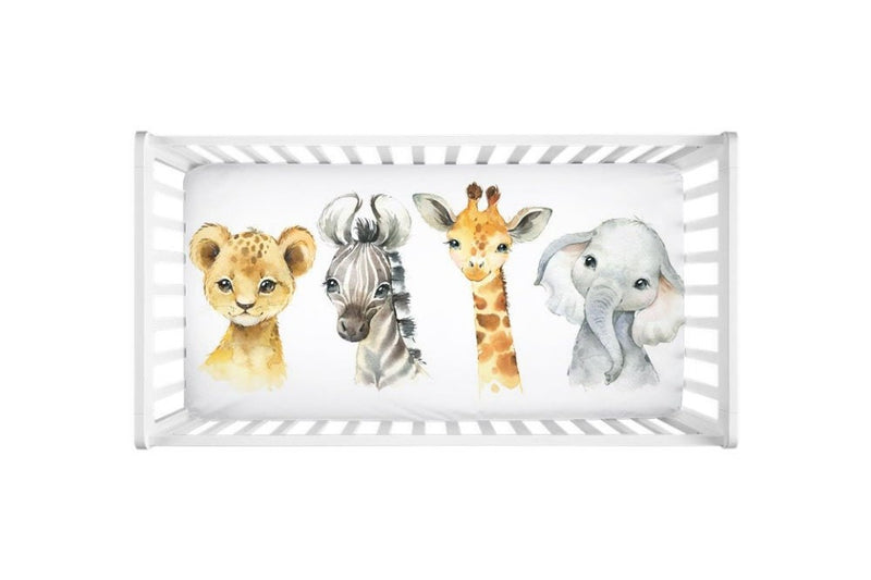 Safari Animals Crib Sheet Jungle Animals Newborn Baby Shower Gift Animals Nursery  C133