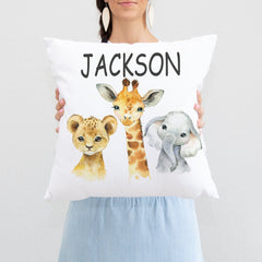 Jungle Safari Animals Nursery Throw Pillow Kids Bedroom Decor Baby Shower Gift Lion Elephant Giraffe Crib Bedding P271