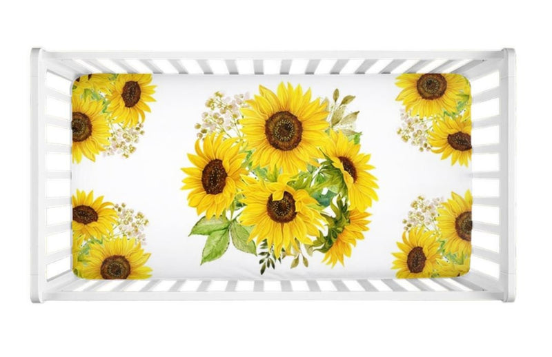 Sunflowers Crib Sheet Newborn Sunflower Baby Girl Shower Gift Nursery   C124