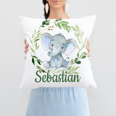 Elephant Green Leaves Pillow Eucalyptus Greenery Nursery Throw Pillow Bedroom Room Decor Cushion Baby Boy Bedroom Crib Bedding  P257