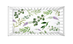 Eucalyptus Leaves Crib Sheet  Lavender Greenery Gender Neutral Girl Boy Newborn Baby Shower Gift Nursery  C136