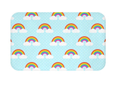 Rainbow Sky Kids Shower Curtain, Bight Colorful Brother Sister Girl Boy Neutral Bathroom Decor Bath Mat Towel S164