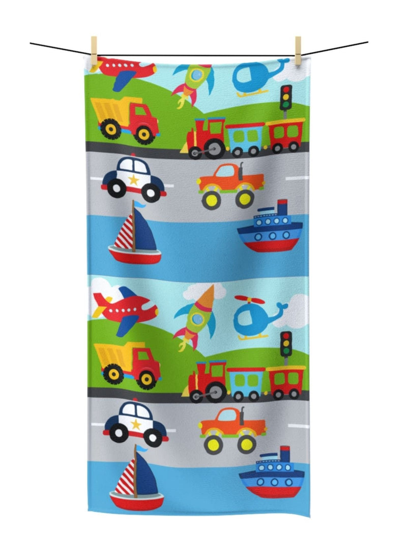 Transportation Shower Curtain Bath Mat Kids Bathroom Girl Boy Construction Trucks Train Boats Bathroom Decor Siblings Brother Sister S143