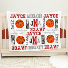 Personalized Basketball Baby Blanket Name Red Black Gray Monogram Baby Boy Blanket Sports Blanket Baby Bedding Baby Shower Gift B1236 Sweet Blooms Design Co