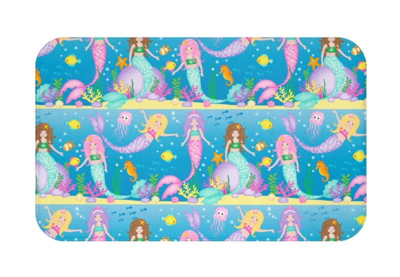 Mermaids Sea Animals Shower Curtain, Ocean Under The Sea Girl Kids Baby  Bath Mat Bathroom Decor Tooth Brush Holder Soap Dispenser Towel