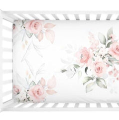 Blush Pink Floral Crib Sheet Watercolor  Blush Pink Flowers Newborn Baby Girl Flowers Shower Gift Nursery  C148