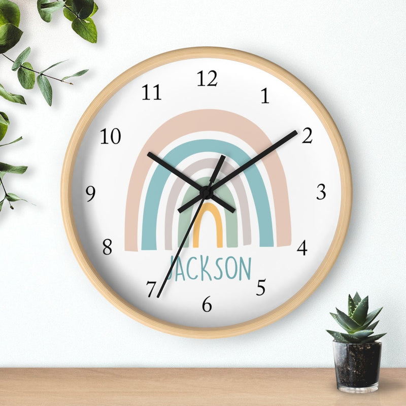 Rainbow Wall Clock, Pastel Rainbows Nursery Wall Clock, Girl Boy Neutral Bedroom Decor,  Nursery Wall Decorations 123