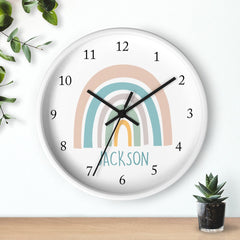 Rainbow Wall Clock, Pastel Rainbows Nursery Wall Clock, Girl Boy Neutral Bedroom Decor,  Nursery Wall Decorations 123