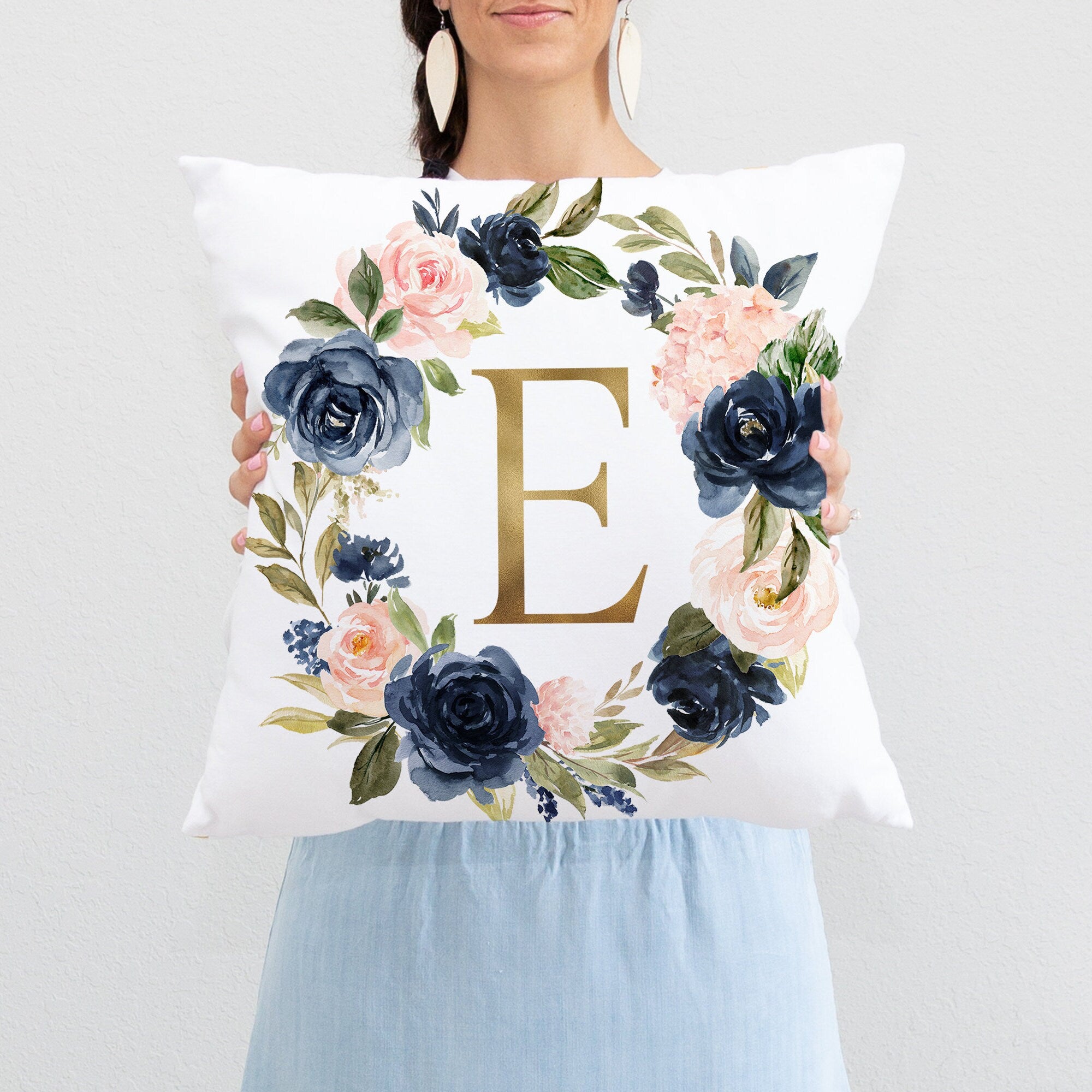 Navy blue and pink best sale throw pillows