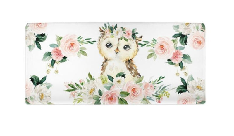 Owl Floral Baby Changing Pad Cover, Blush Pink  Watercolor Flowers  Shower Gift Nursery Crib Bedding C156