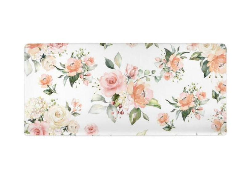 Floral Changing Pad Cover Watercolor Peach Coral Blush Pink Flowers Roses Shower Gift Nursery Crib Bedding C159