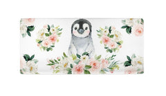 Penguin Floral Changing Pad Cover- Watercolor Blush Pink Flowers Shower Gift Nursery Crib Bedding C130