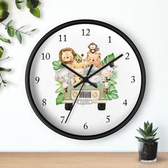 Safari Animals  Nursery Wall Clock, Jungle Animals Truck Girl Boy Bedroom Decor, Zoo Animals  Elephant Monkey Giraffe Zebra Lion Hippo T128