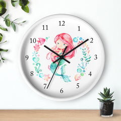 Mermaid Wall Clock,  Watercolor Mermaid Nursery Wall Clock, Baby Girl Bedroom Wall Decor T129