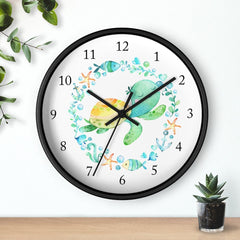 Turtle Nursery Wall Clock,  Watercolor Sea Animals Nursery Wall Clock, Baby Girl  Boy Bedroom Wall Decor T130