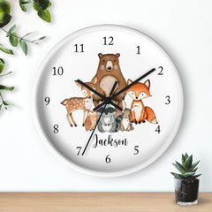 Woodland Animals Wall Clock, Animals Name Nursery Wall Clock, Girl Boy  Bedroom Decor, Woodland Forest Animals Nursery Wall Decor 121