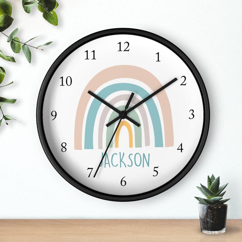 Rainbow Wall Clock, Pastel Rainbows Nursery Wall Clock, Girl Boy Neutral Bedroom Decor,  Nursery Wall Decorations 123