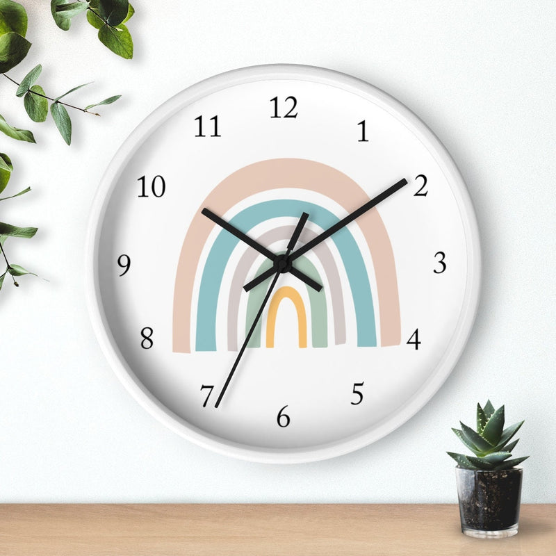 Rainbow Wall Clock, Pastel Rainbows Nursery Wall Clock, Girl Boy Neutral Bedroom Decor,  Nursery Wall Decorations 122