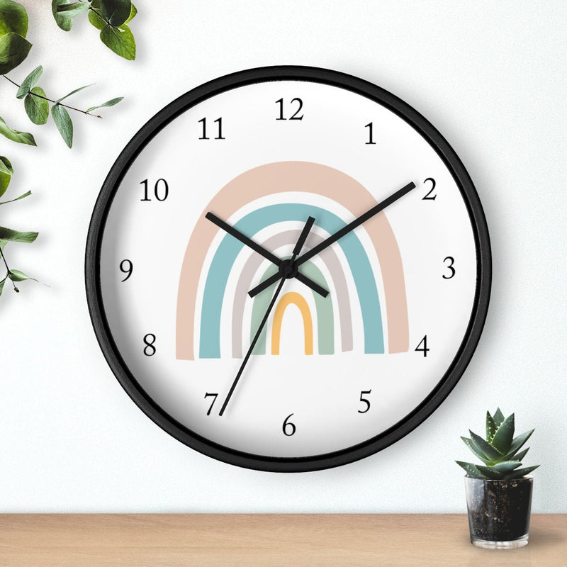 Rainbow Wall Clock, Pastel Rainbows Nursery Wall Clock, Girl Boy Neutral Bedroom Decor,  Nursery Wall Decorations 122