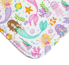 Mermaids Shower Curtain, Sea Animals Ocean Under The Sea Shower Kids Baby Bath Mat Bathroom Decor Tooth Brush Holder Soap Dispenser Towel