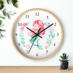 Mermaid Wall Clock,  Watercolor Mermaid Nursery Wall Clock, Baby Girl Bedroom Wall Decor T129