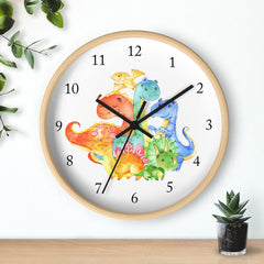 Dinosaurs Nursery Wall Clock,  Watercolor Dinosaurs Kids Bedroom Wall Clock, Baby Girl Boy Bedroom Wall Decor T131